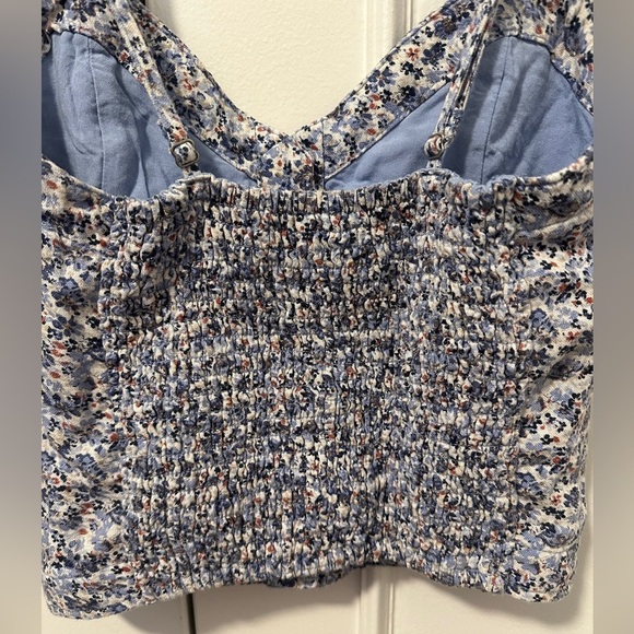 Abercrombie & Fitch Pleated Blue Floral Linen Blend Camisole Size XS Women’s - Picture 9 of 11